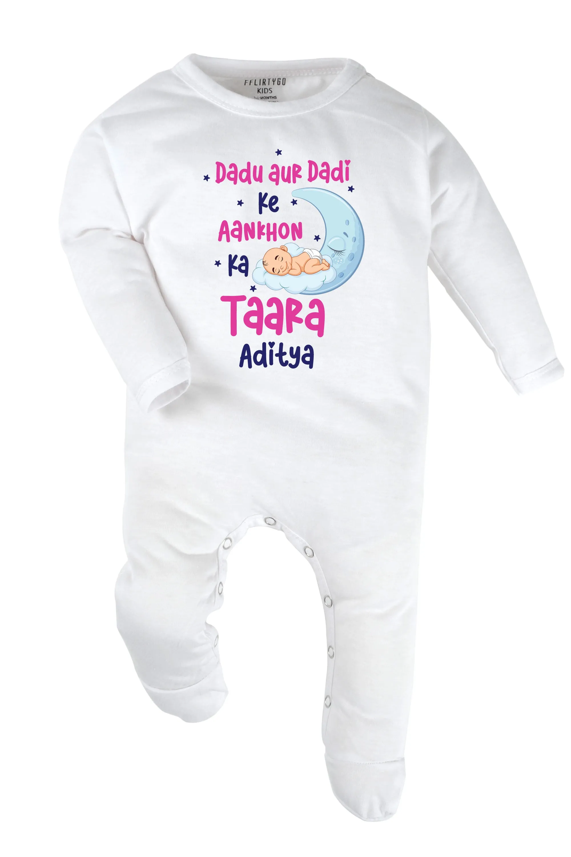 Dadu Aur Dadi Ki Aankhon Ka Taara Baby Romper | Onesies w/ Custom Name