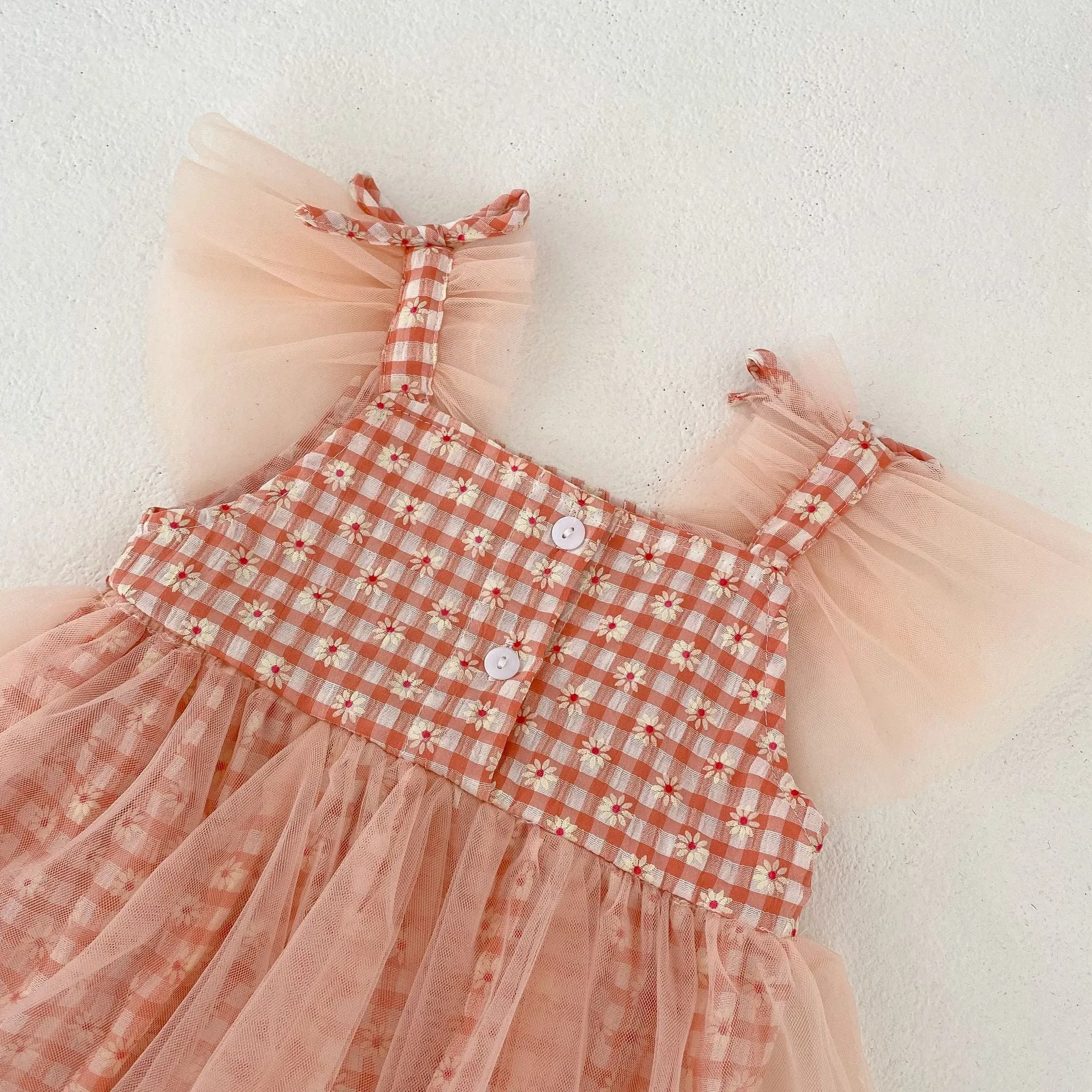 DAISY Checkered Tulle Romper