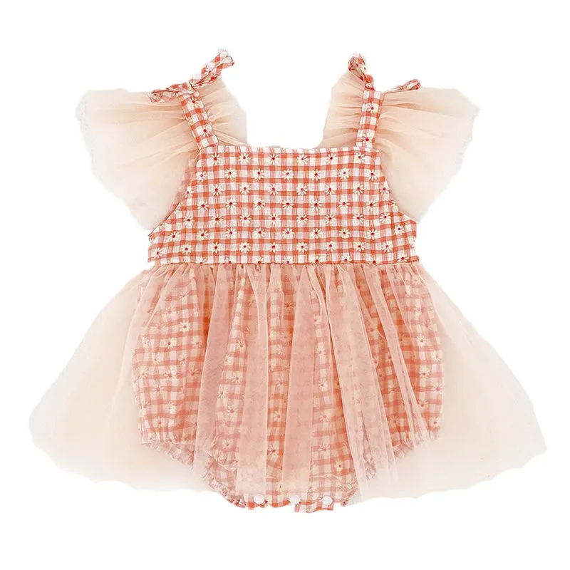 DAISY Checkered Tulle Romper