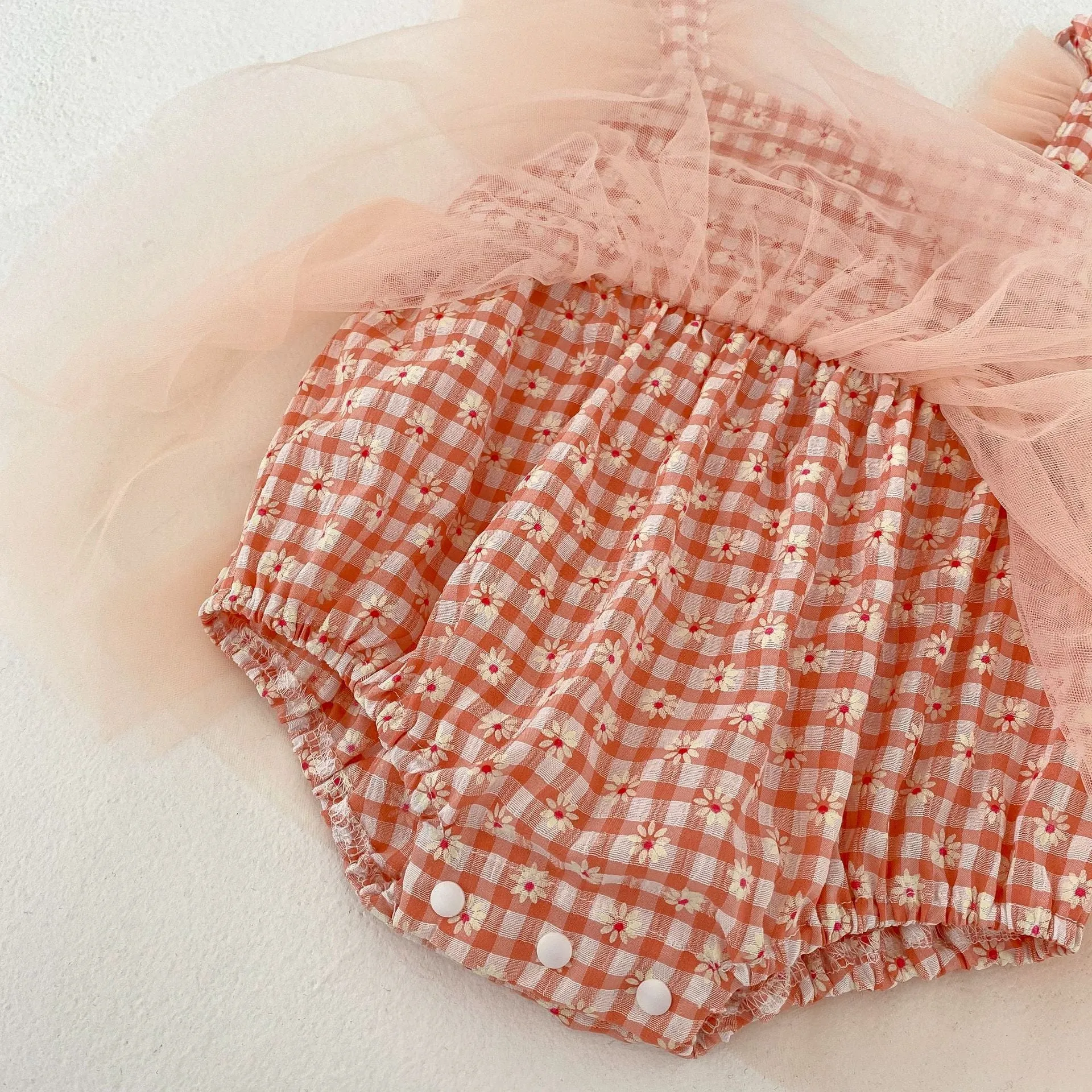 DAISY Checkered Tulle Romper