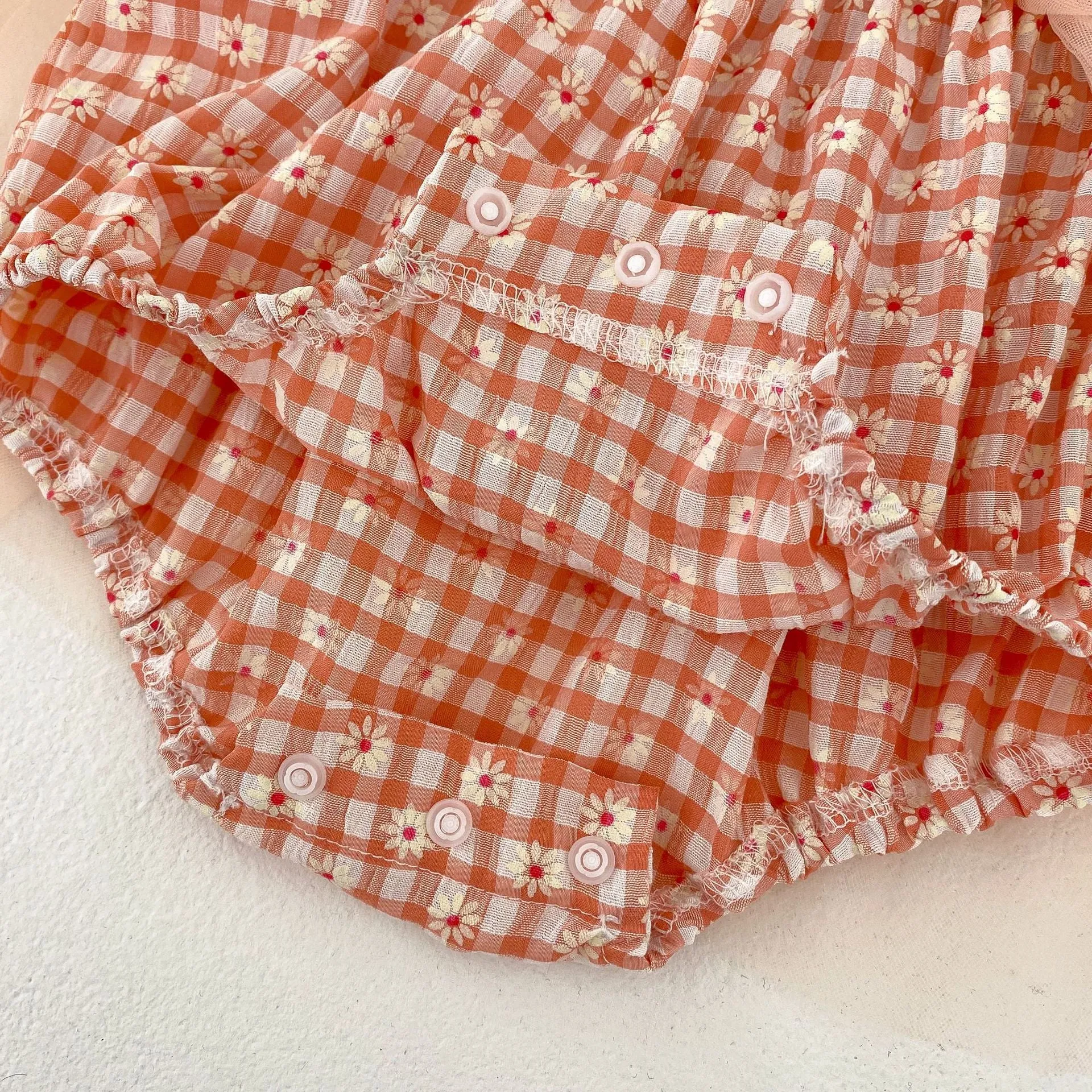 DAISY Checkered Tulle Romper