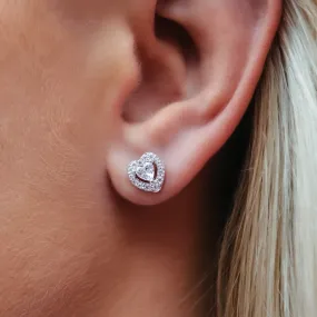 Diamond Heart Cluster Earrings