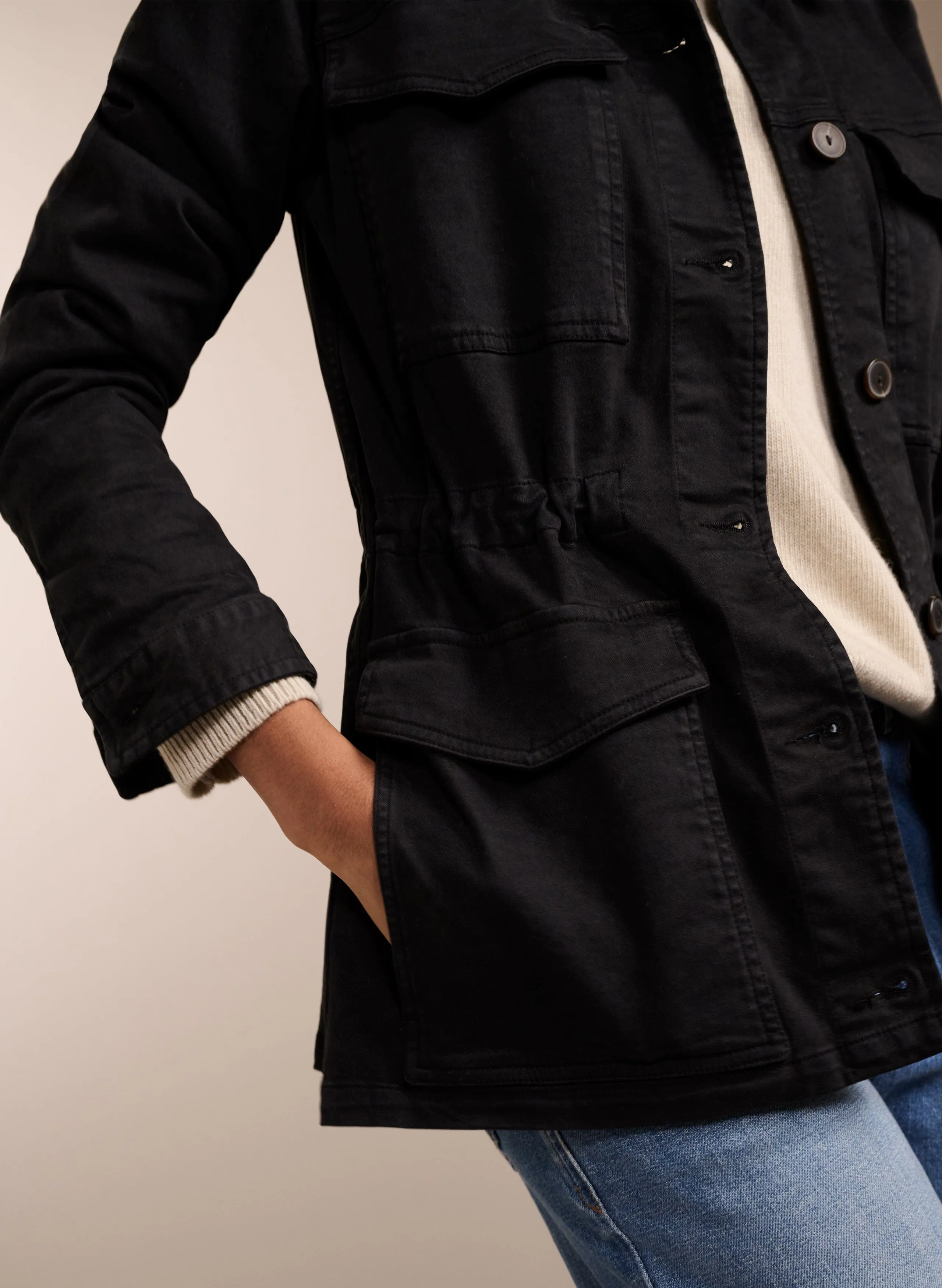 Drake Organic Cotton Utility Jacket | Black