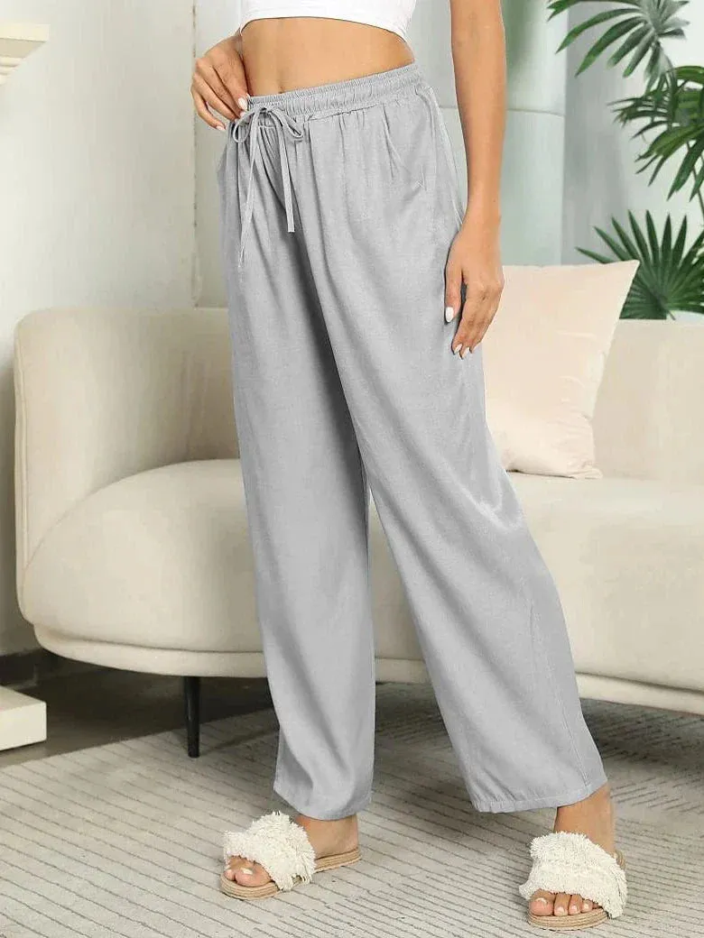 Elevate Everyday Style with Women's Wide Leg Drawstring Chinos