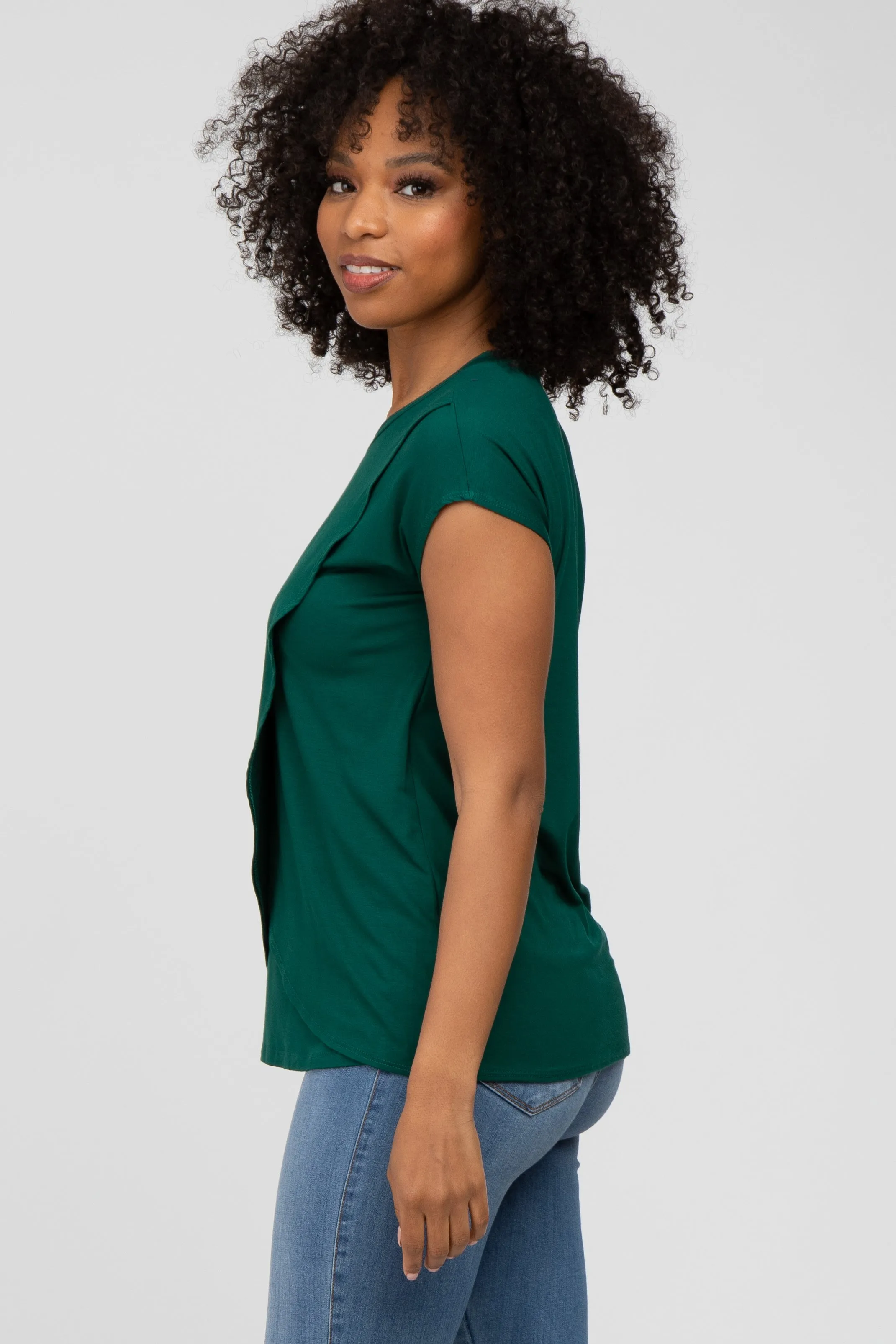 Emerald Green Layered Wrap Front Nursing Top