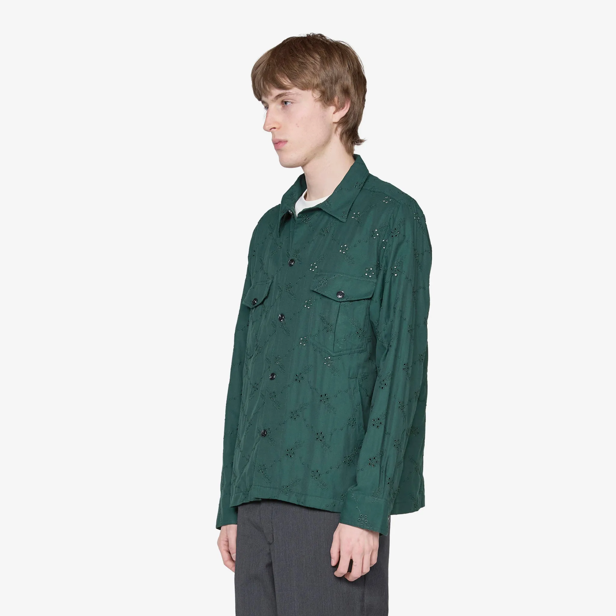 Eyelet Military Jacket Green