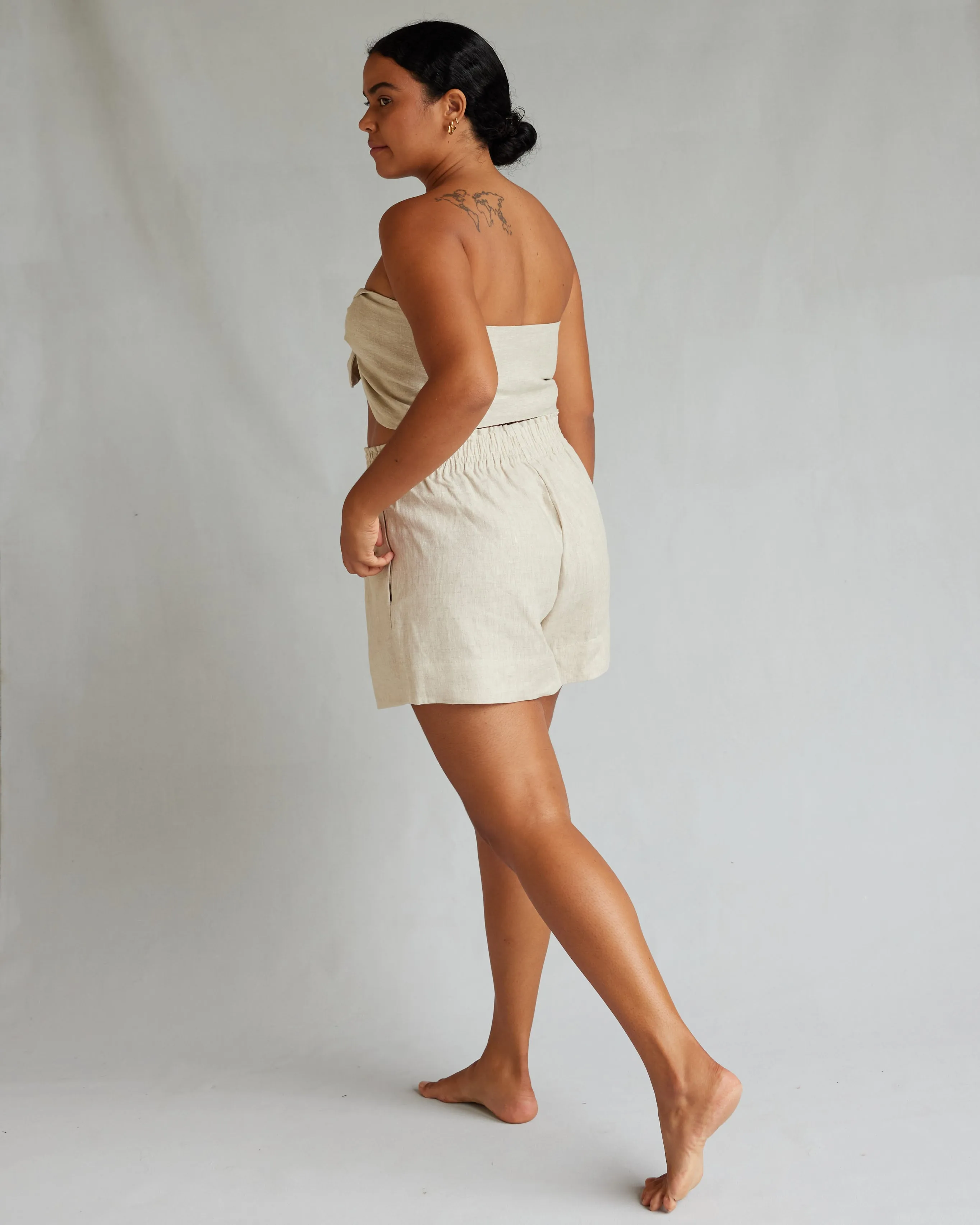 Farah Linen Bandeau Top - Natural