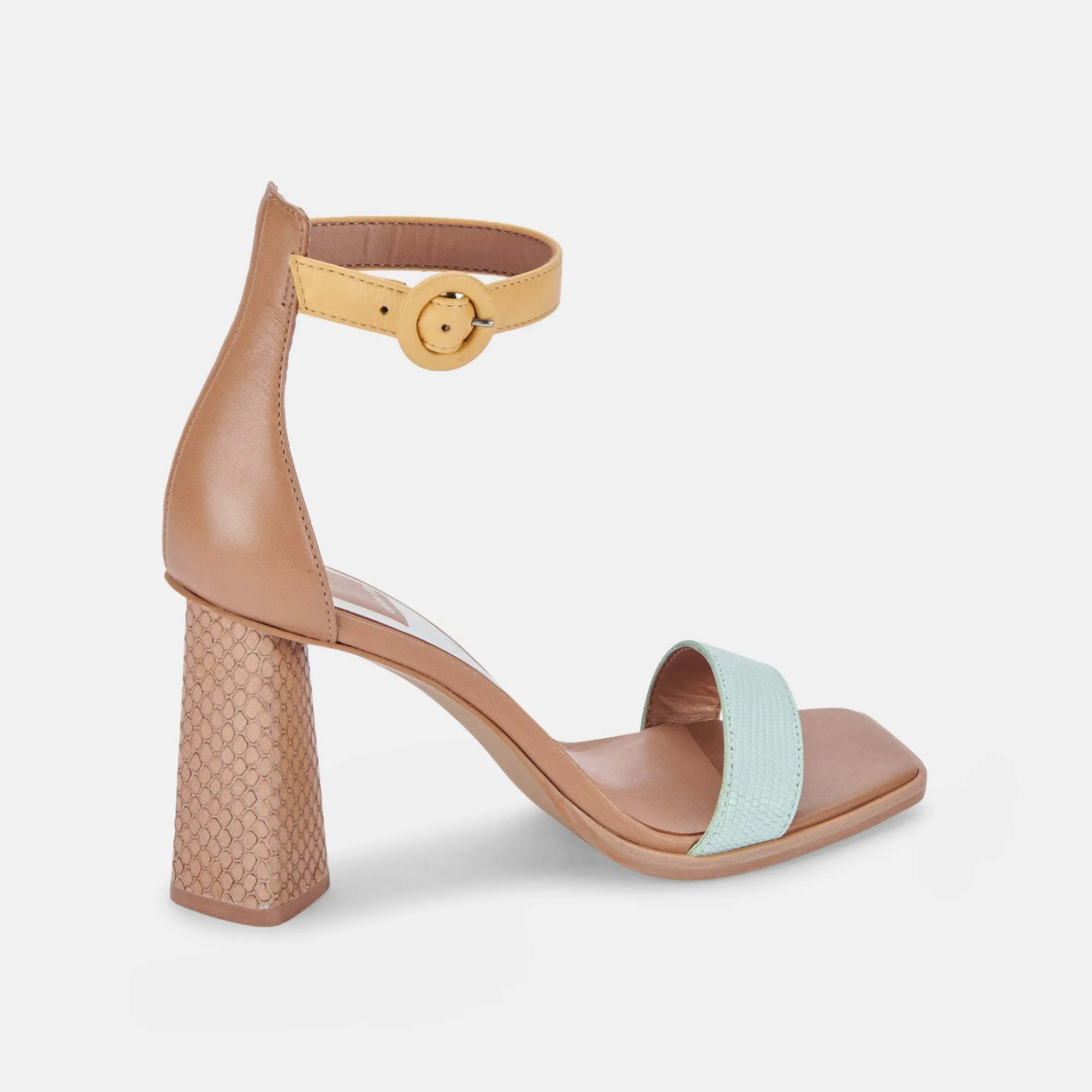 FIONNA HEELS MINT MULTI EMBOSSED LEATHER - re:vita