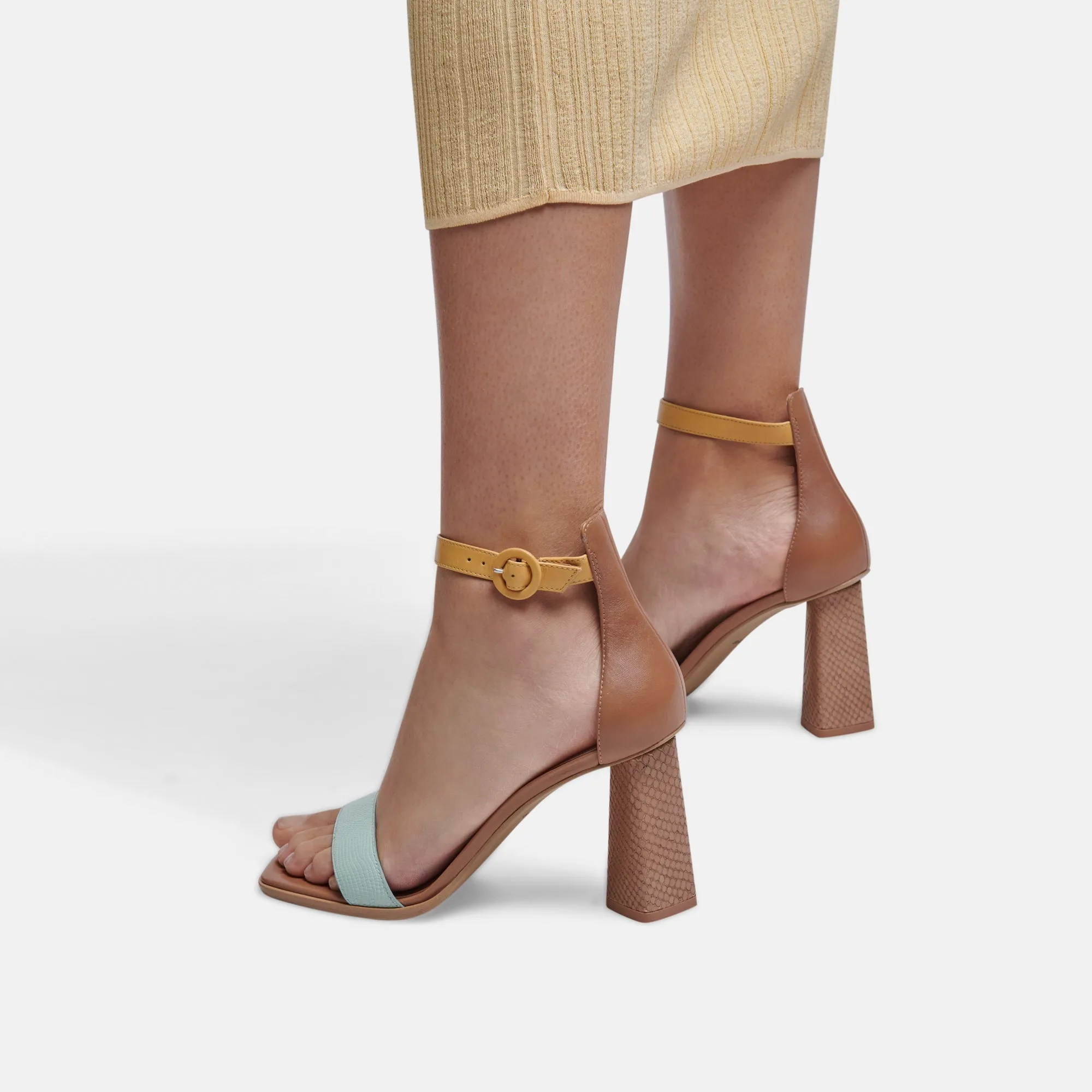 FIONNA HEELS MINT MULTI EMBOSSED LEATHER - re:vita