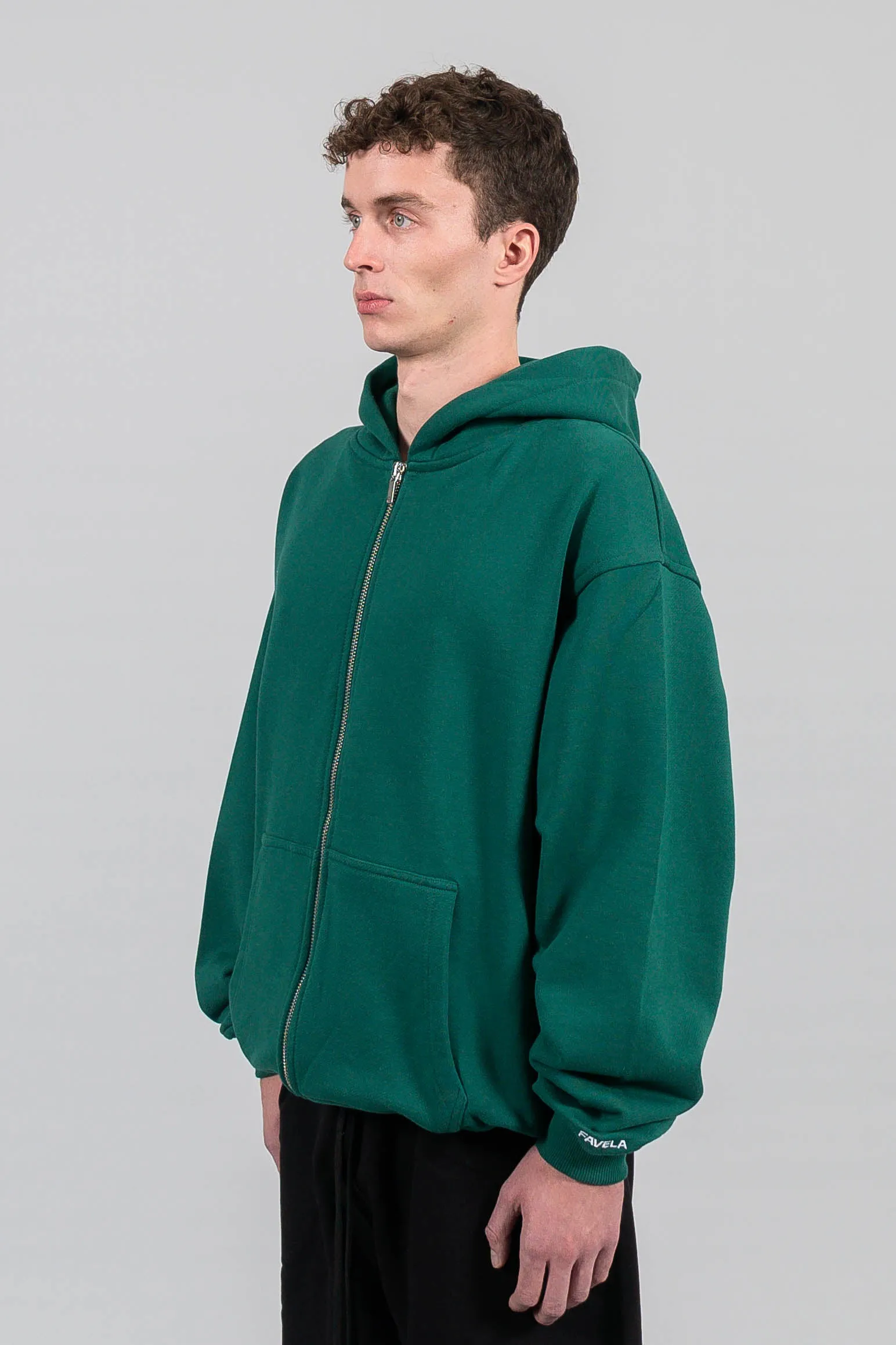 FOREST GREEN FRONTZIP HOODIE