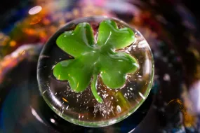 Four Leaf Clover Glass Touchstone with Infused Cremains