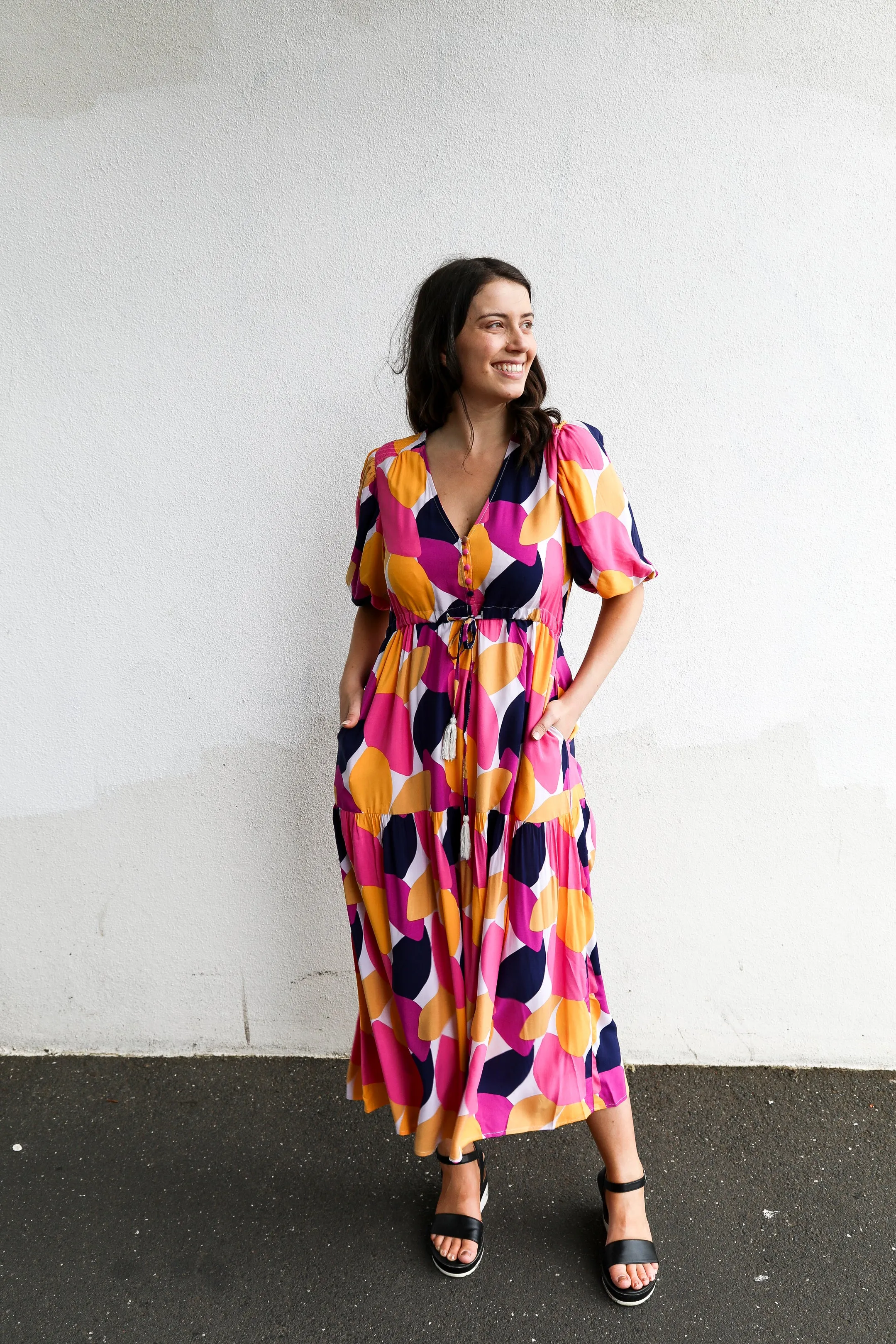 Georgia Dress (Pink & Yellow Multi)