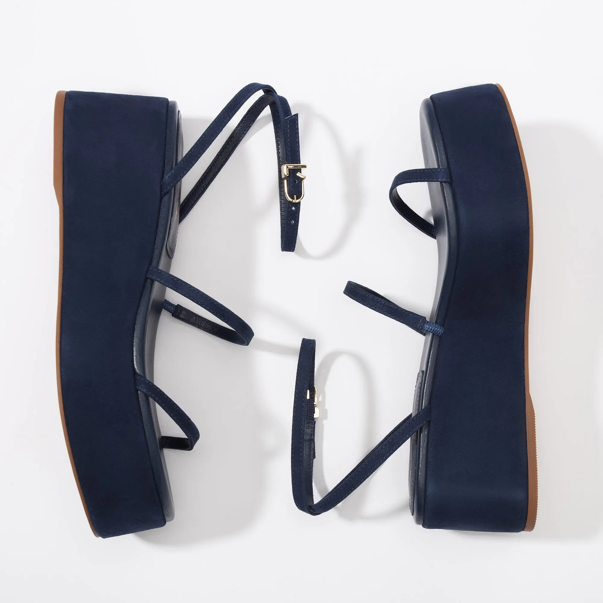 Gio Flatform Sandal In Navy Suede