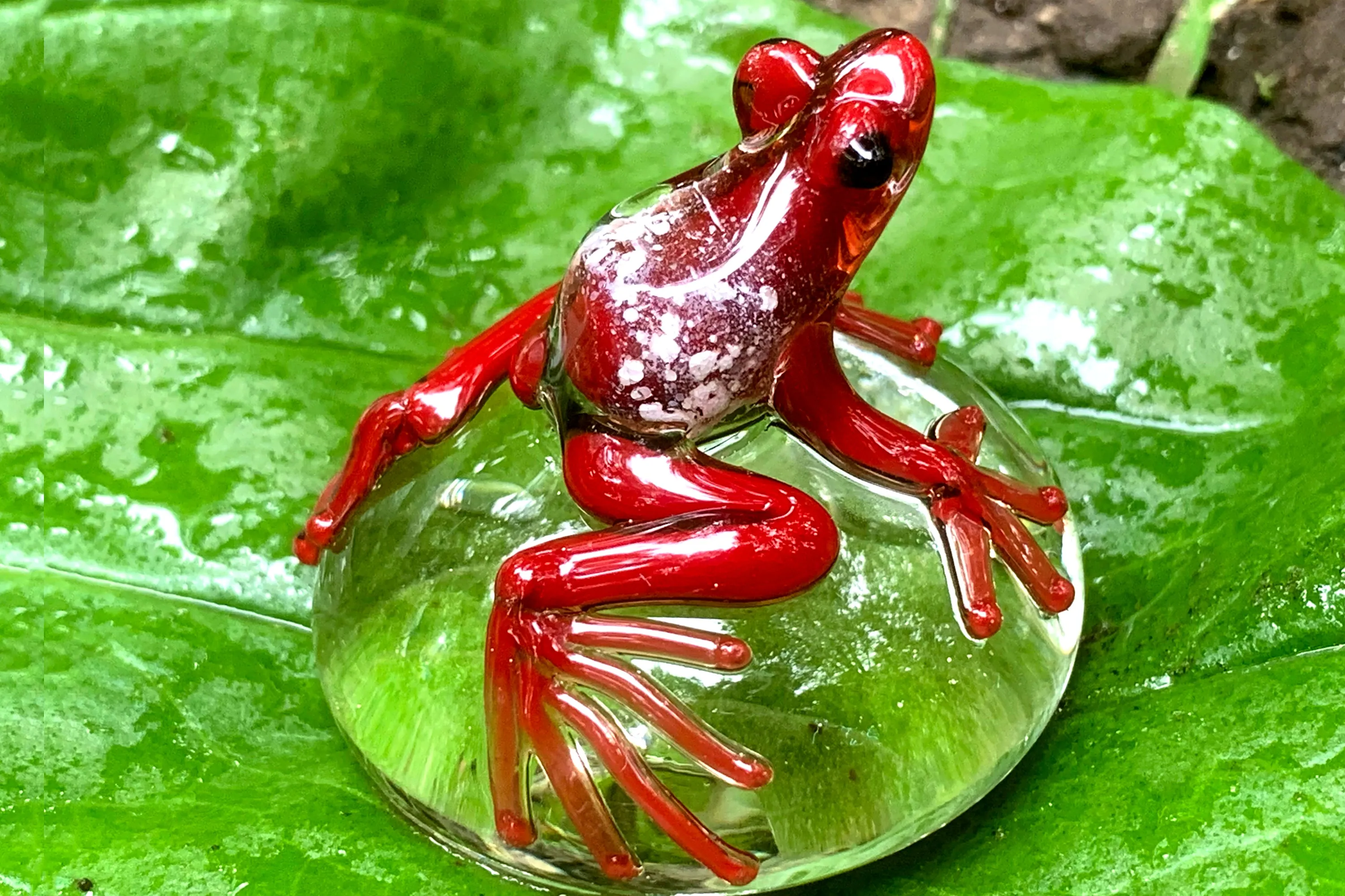 Glass Peeper Frog with Cremation Ash