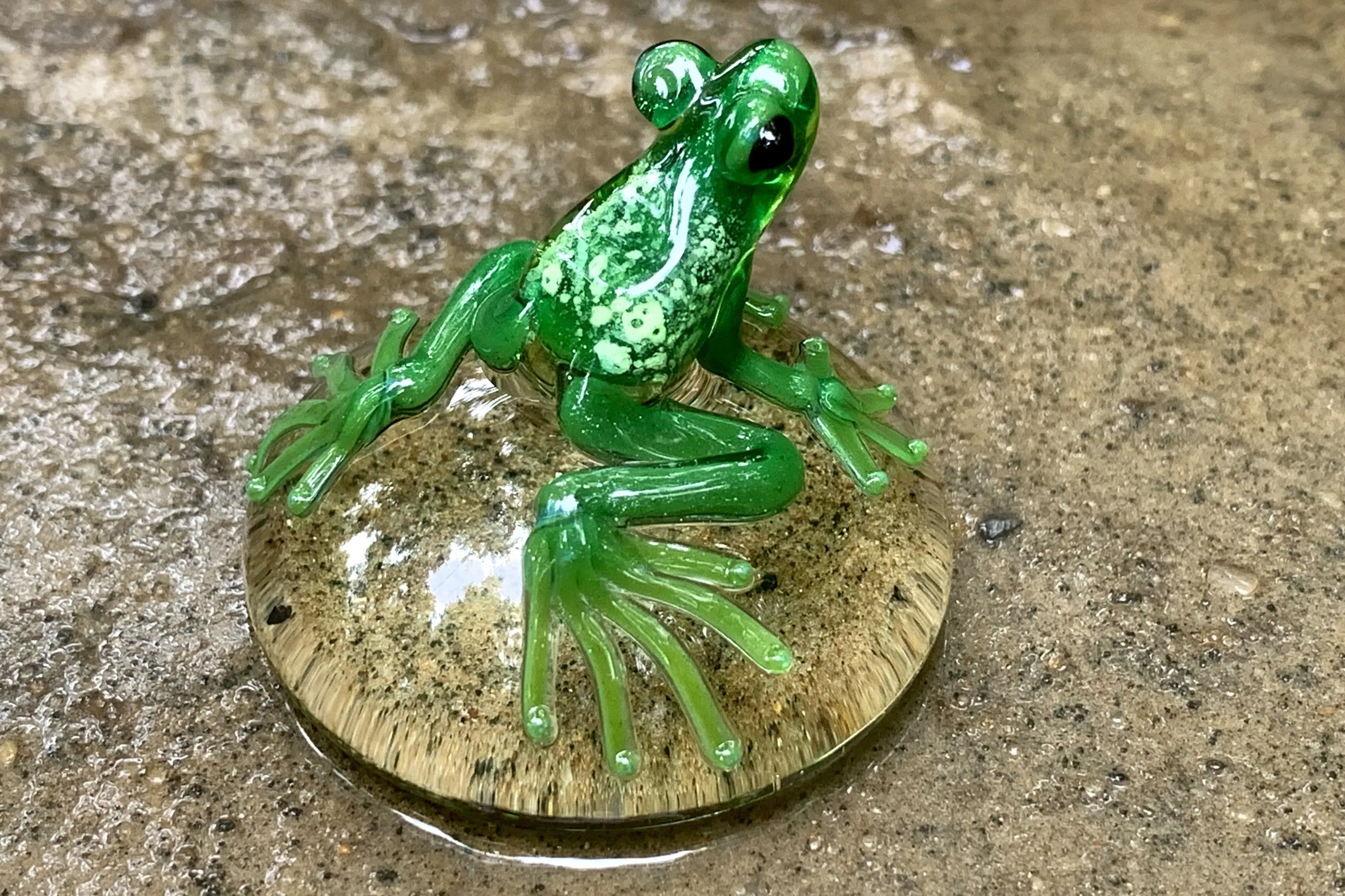 Glass Peeper Frog with Cremation Ash