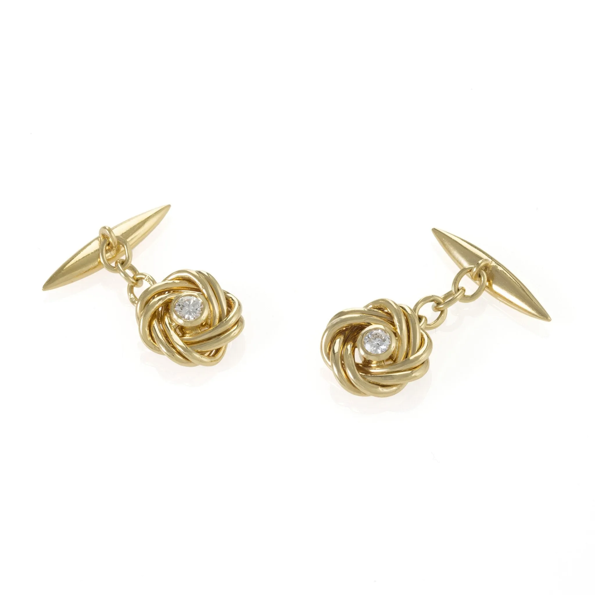 Gold and Diamond Sailor's Knot Cuff Links