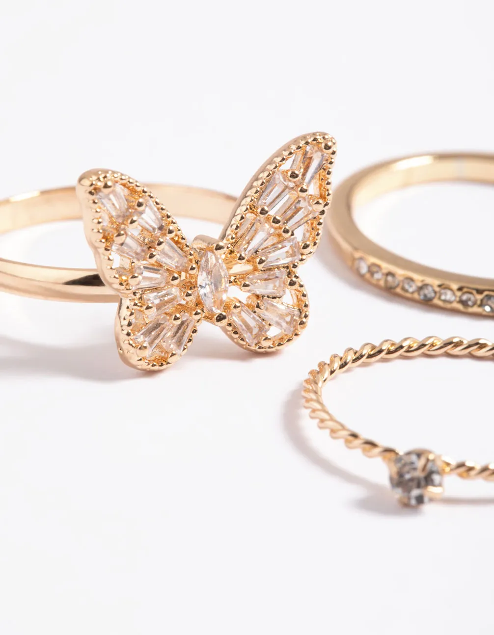 Gold Butterfly Ring Pack