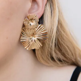 Gold Oversized Abstract Floral Earrings