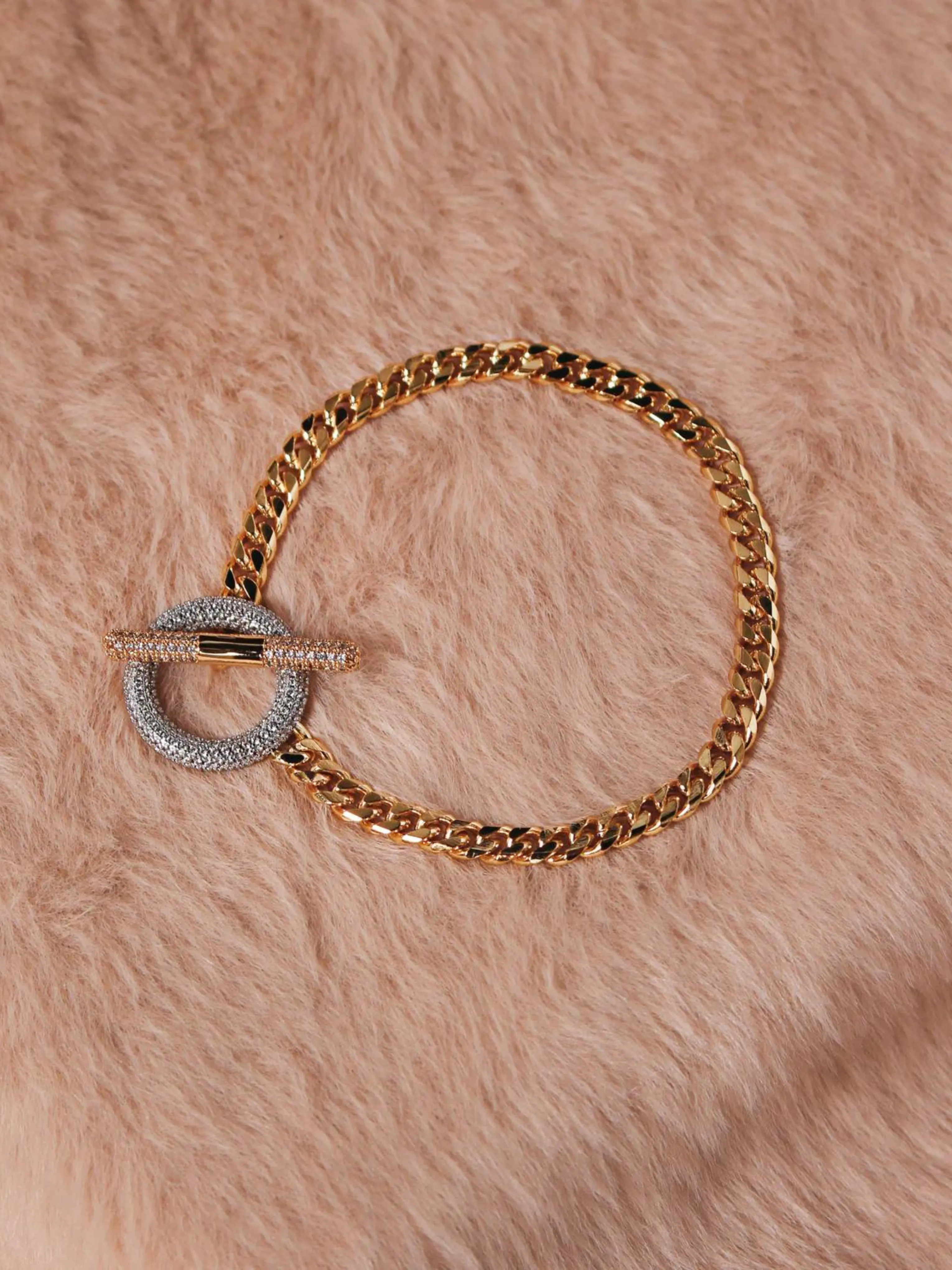 Gold Pave Toggle Bracelet