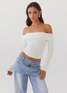 Hayley Long Sleeve Ribbed Top - White