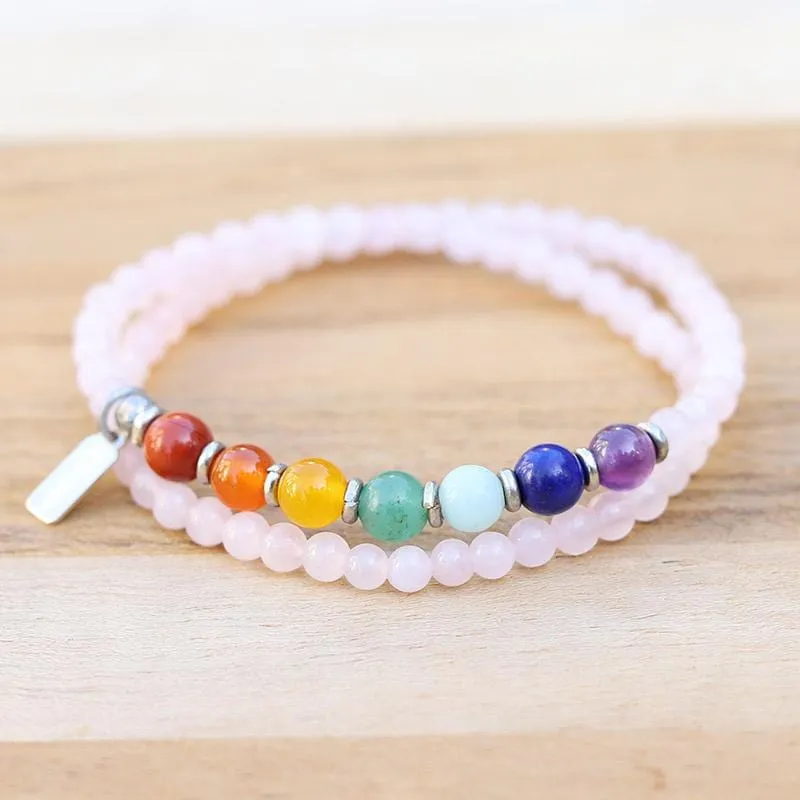 Heart Chakra Rose Quartz Wrap Bracelet