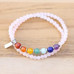 Heart Chakra Rose Quartz Wrap Bracelet