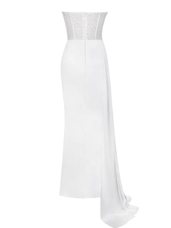 HOLLY CORSET SATIN GOWN - WHITE