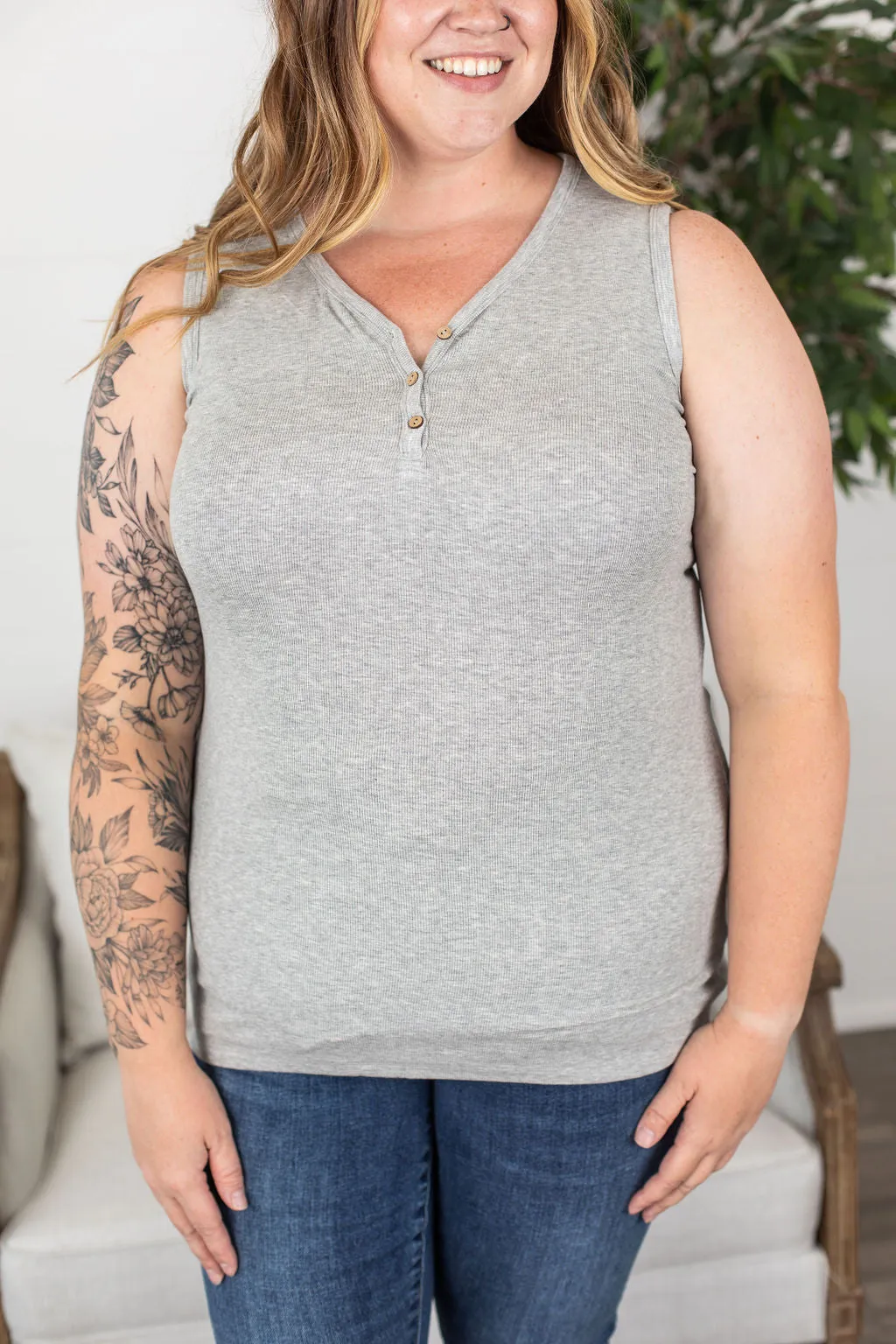 IN STOCK Addison Henley Tank - Light Grey