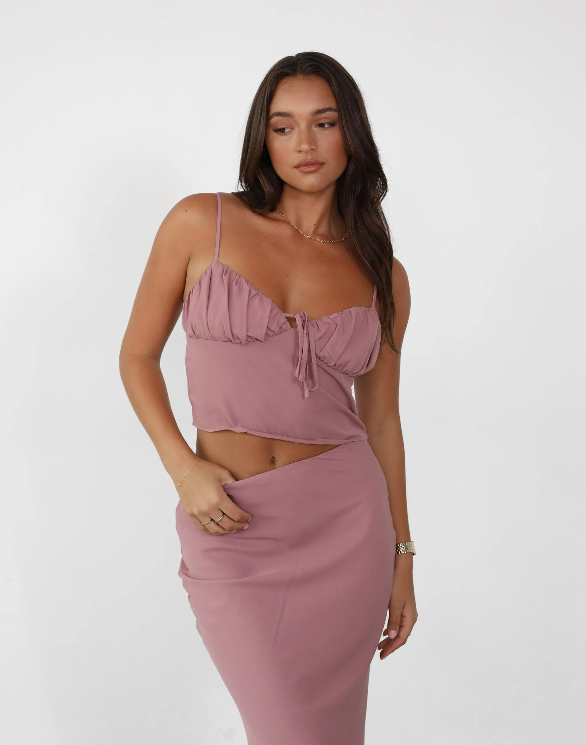 Isla Crop Top (Dark Mauve)