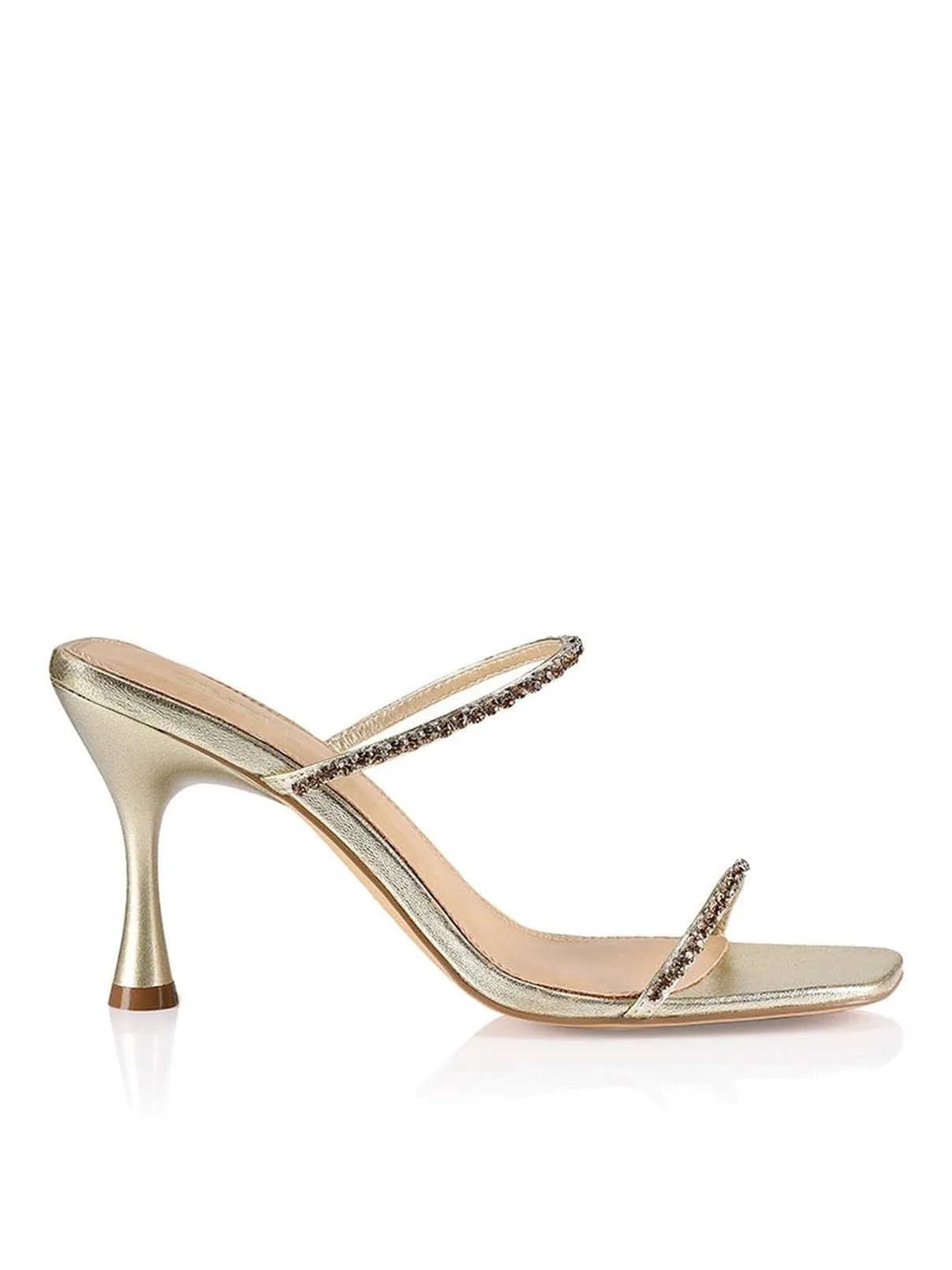 Izzy Diamante Stiletto Heels - Soft Gold Leather