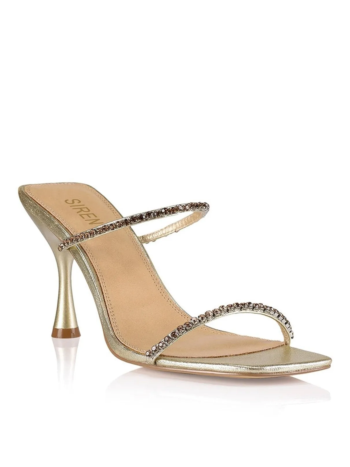 Izzy Diamante Stiletto Heels - Soft Gold Leather