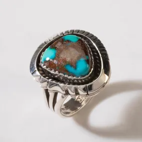 Joe Piaso Jr.  King Manassa Turquoise Navajo USA Native American Made 925 Sterling Silver Ring