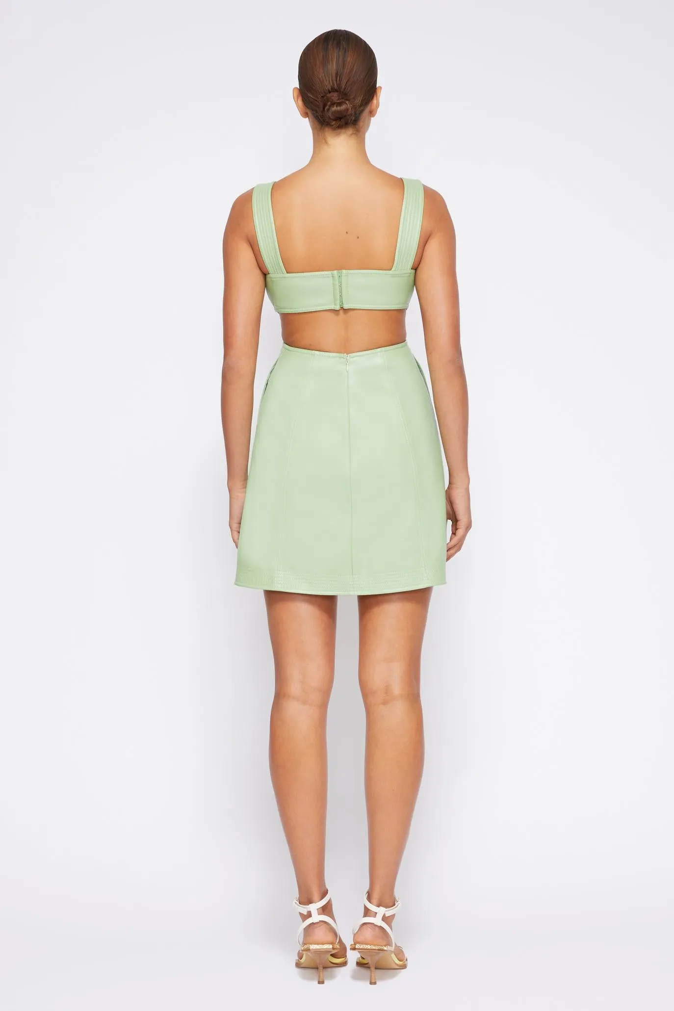 Jonathan Simkhai - Bianka Vegan Leather Cut Out Mini Dress - Spring Green