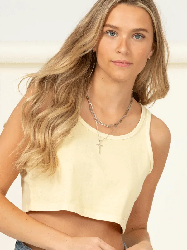 Jr Tank Crop Top - Sleeveless  -Yellow