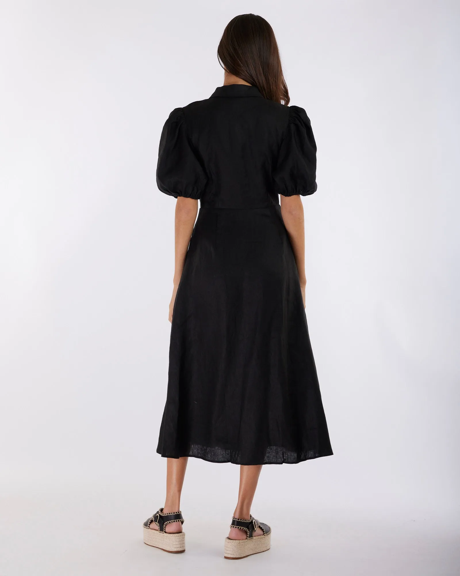 Julius Linen Midi Dress - Black