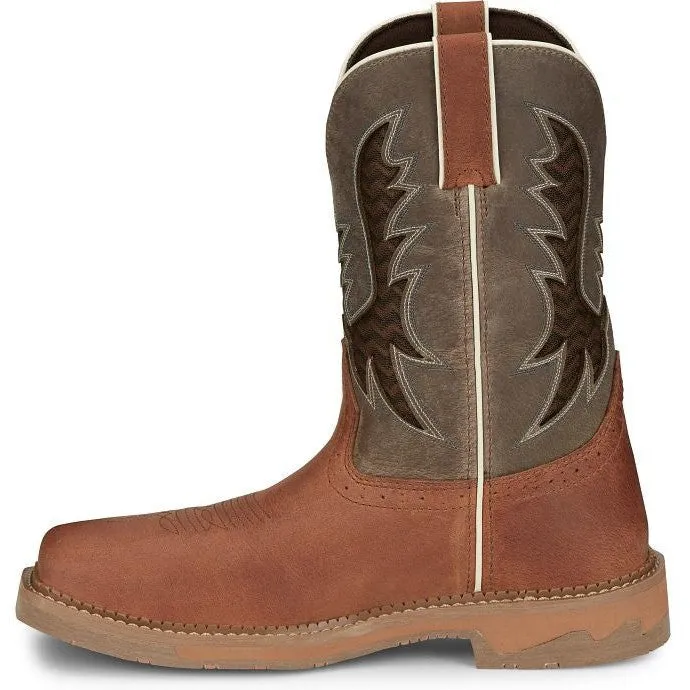 Justin Men's Bolt 11" Square Toe Western Work Boot -Brown- SE4110