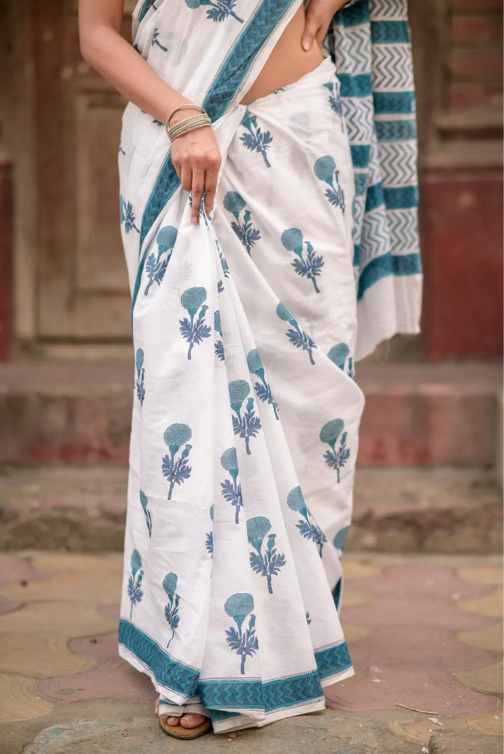 Kaisori Aira cotton hanblockprinted saree 011