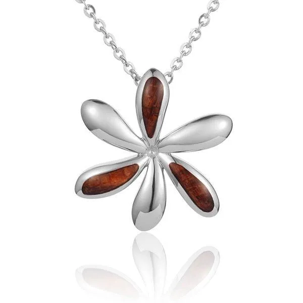 Koa Wood Tiare Flower Pendant