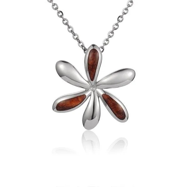 Koa Wood Tiare Flower Pendant