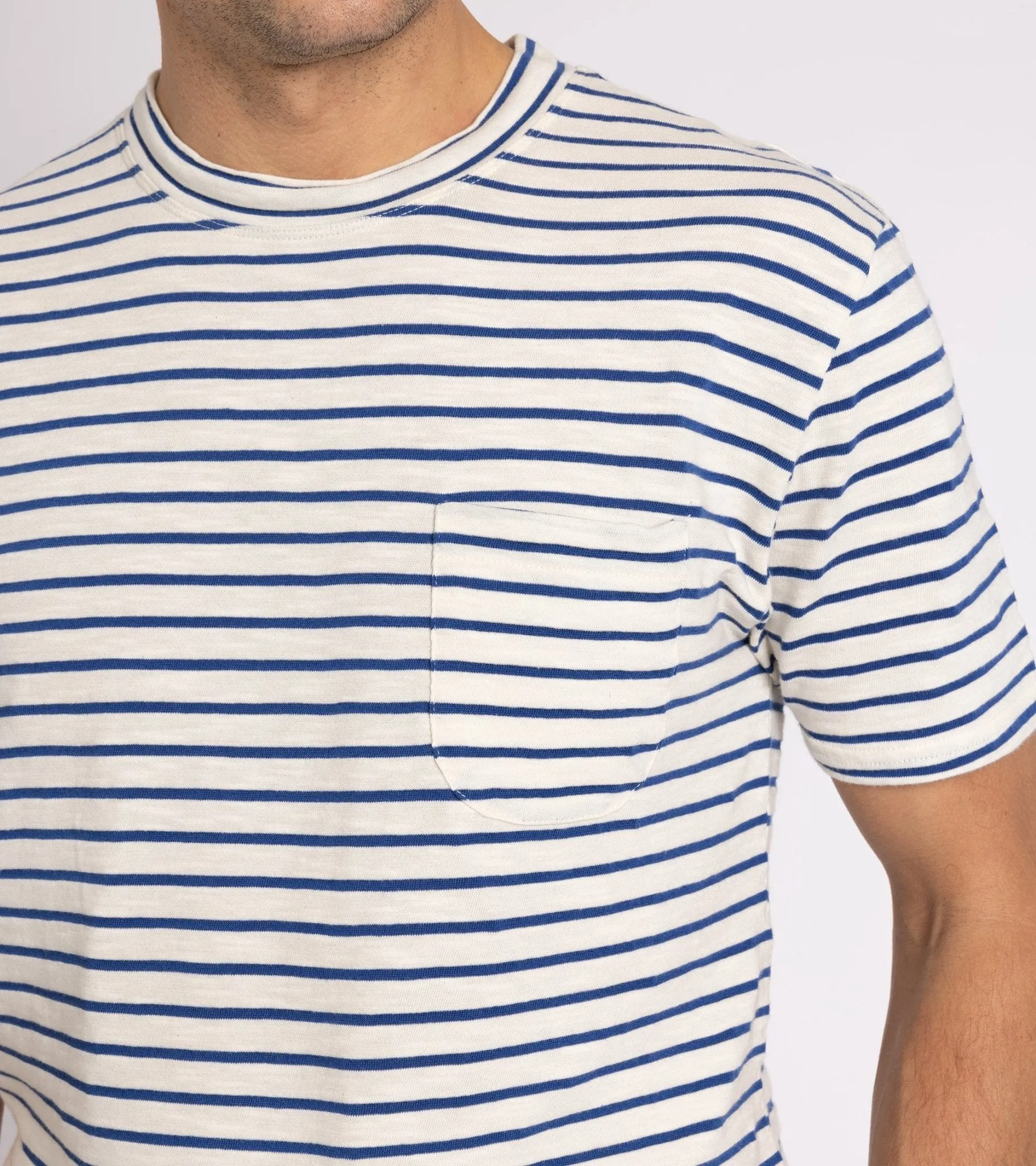 La Paz Guerreiro Cotton Mix Stripe T-Shirt: Blue