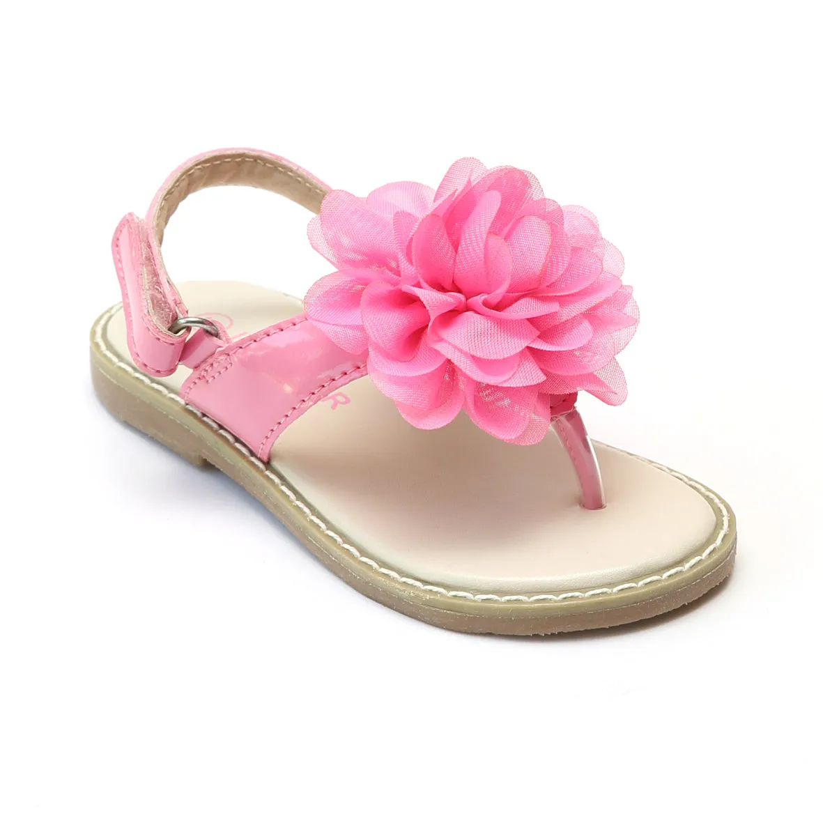 L'Amour Girls Organza Flower Thong Sandals