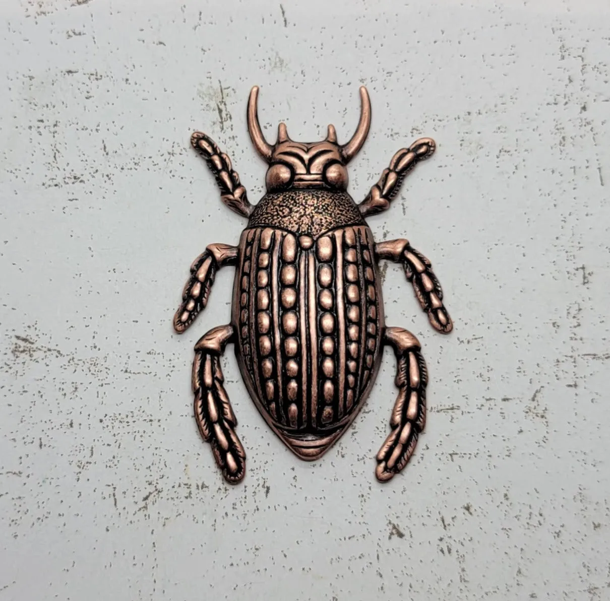 Large Oxidized Copper Beetle Stamping x 1 - 223COFF