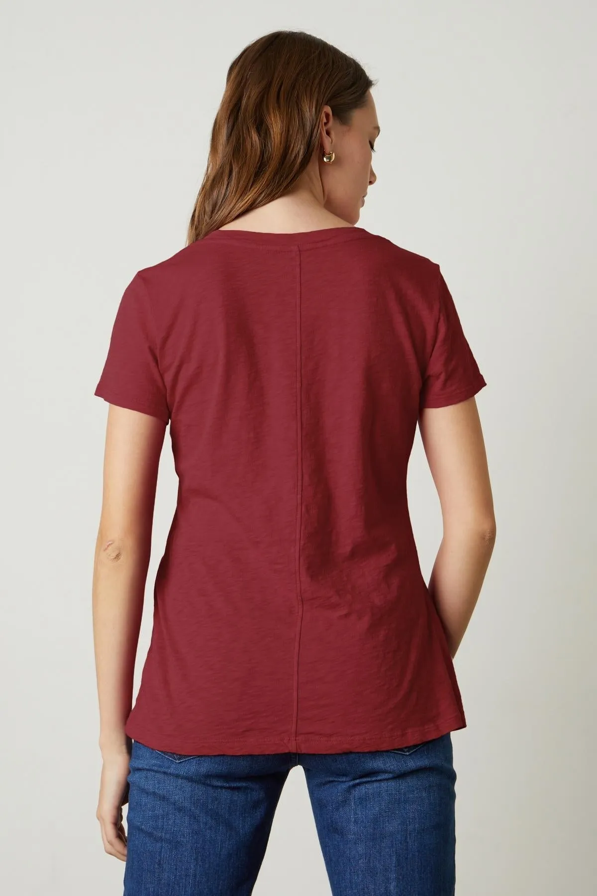 LILITH COTTON SLUB V-NECK TEE