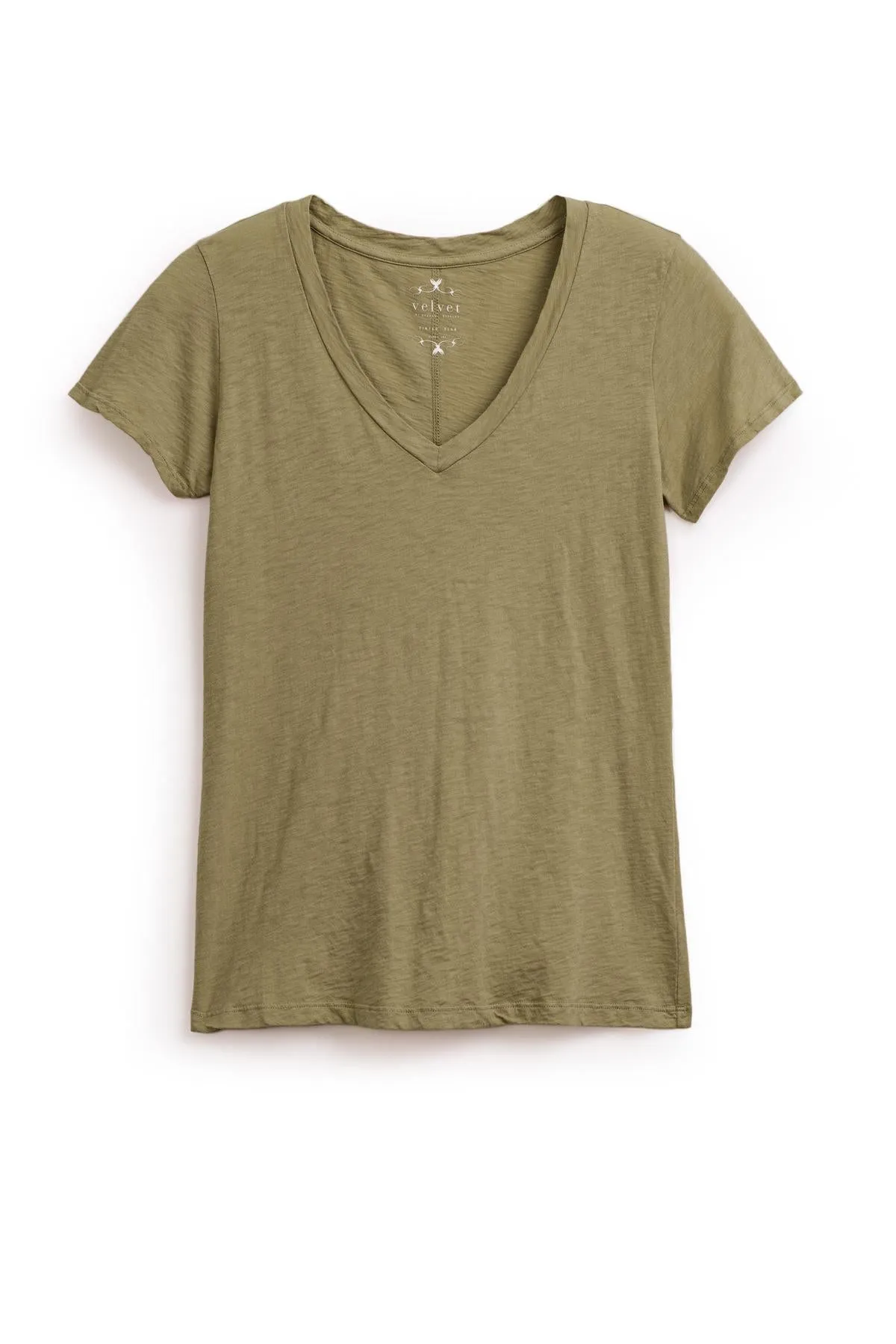 LILITH COTTON SLUB V-NECK TEE