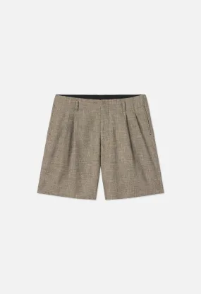 Linen Double Pleated Shorts / Tan