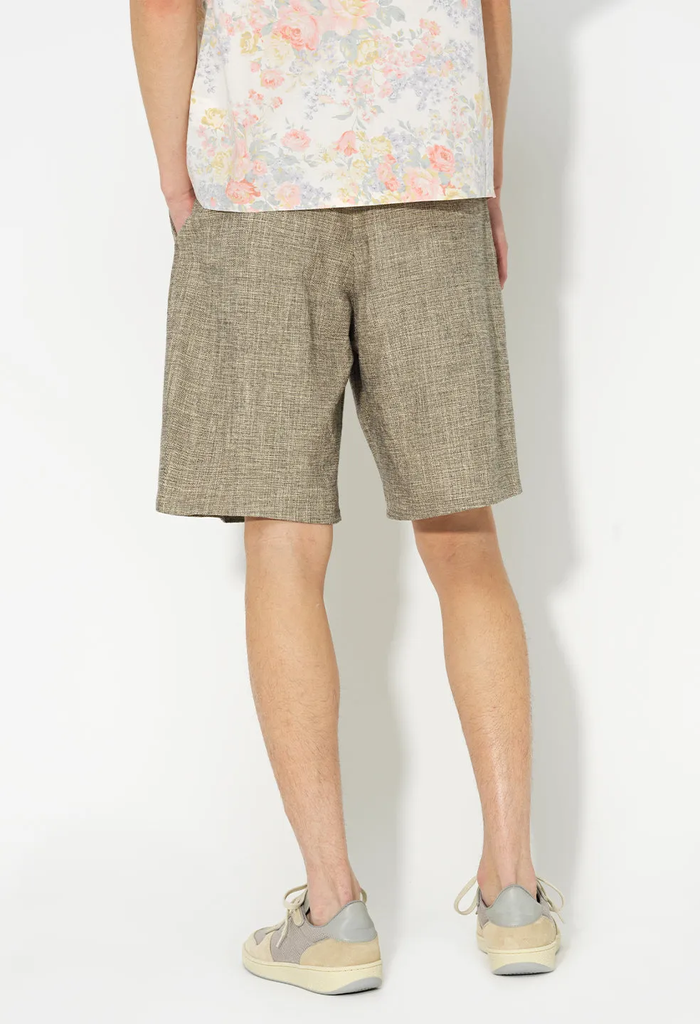 Linen Double Pleated Shorts / Tan