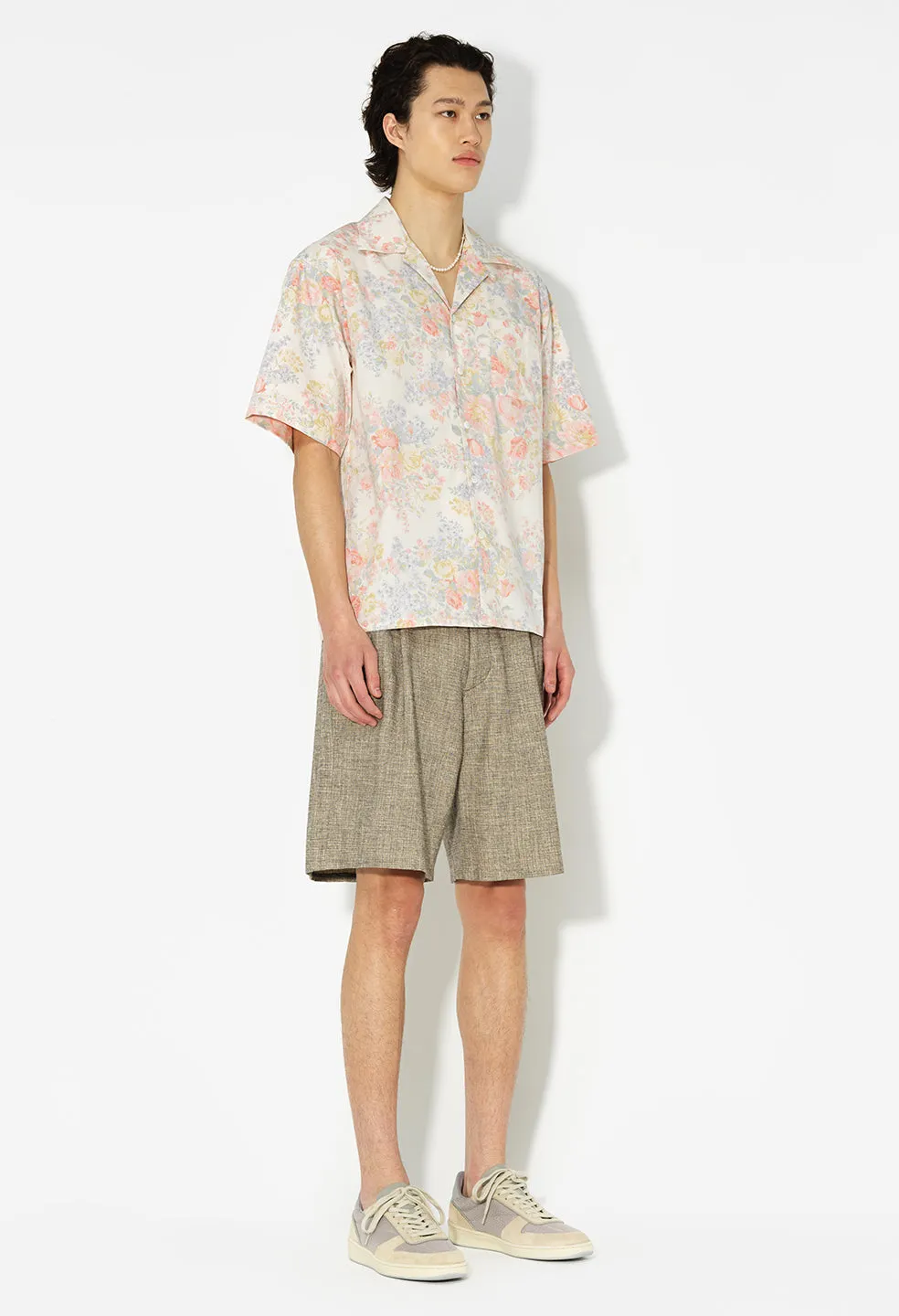 Linen Double Pleated Shorts / Tan