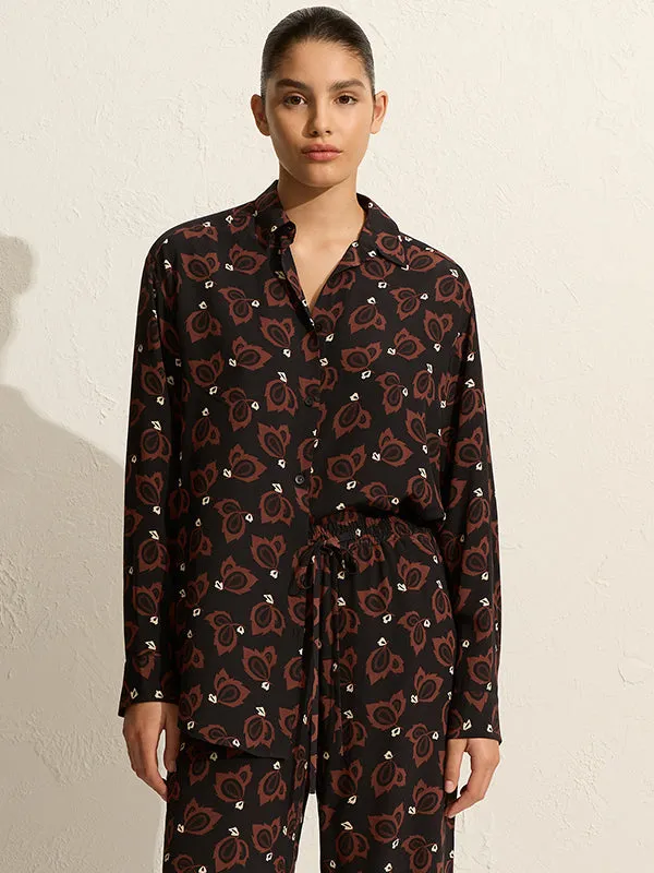 Long Sleeve Silk Shirt in Casablanca