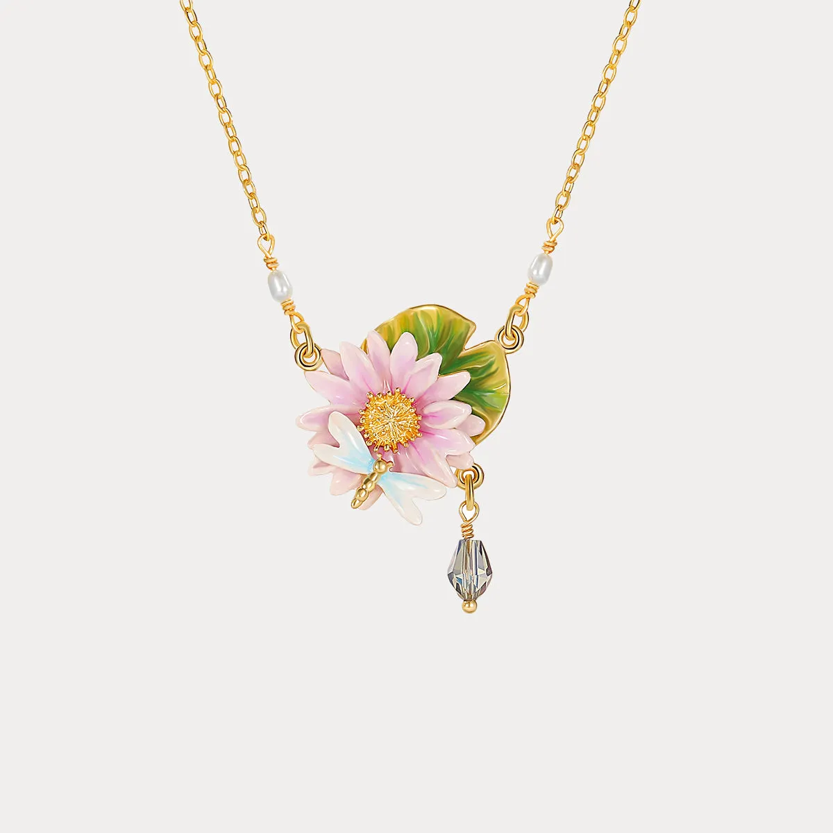 Lotus Dragonfly Necklace