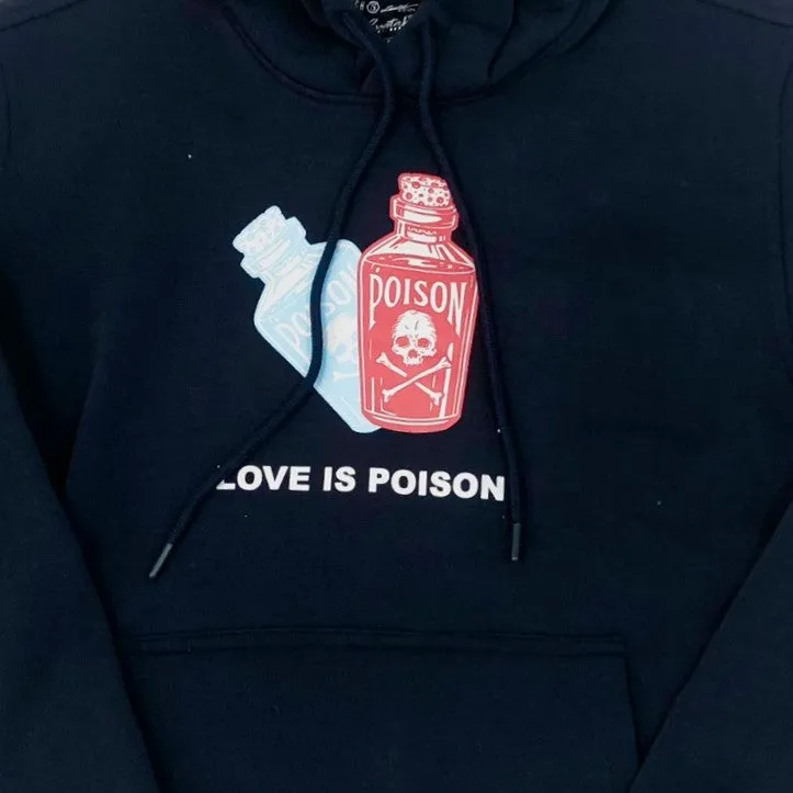 Love Is Poison Mens Graphic Pullover Hoodie - Navy